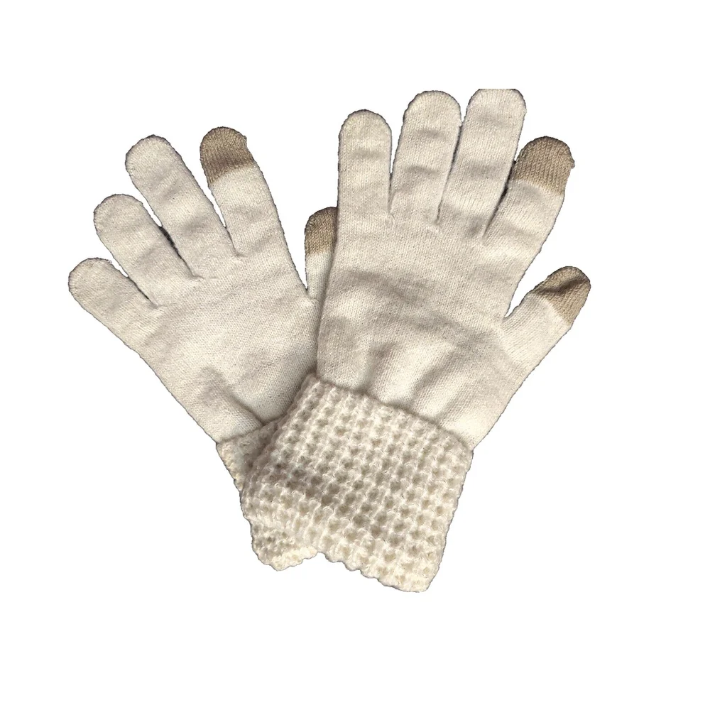Style & Co. Ivory Cream Waffle-Knit Shimmer Gloves Sz One Size NWT